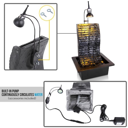 Serenelife Water FountainRelaxing Tabletop Water Feature Decoration, SLTWF81LED.5 SLTWF81LED.5